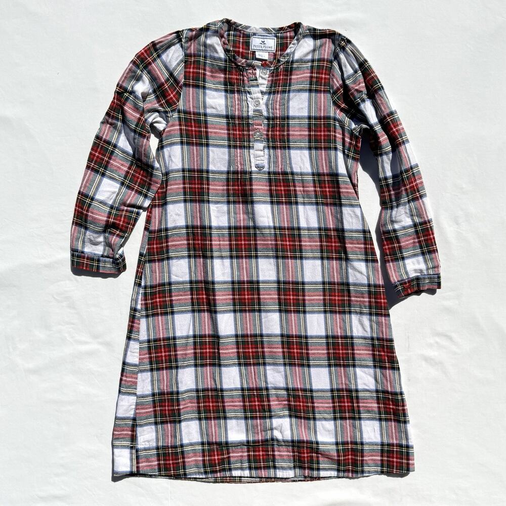 Petite Plume Long Sleeve Flannel Nightgown Girls 8 Red Plaid